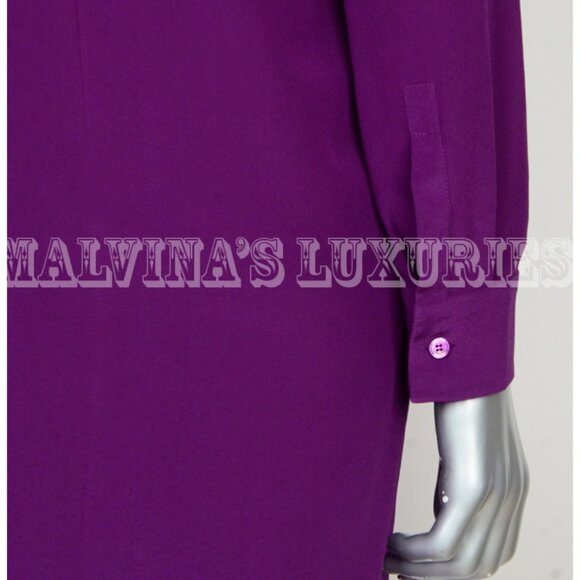GUCCI DRESS PURPLE VIOLET CREPE DE CHINE LONG SLEEVES - Picture 9 of 13